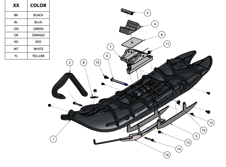 [YASK2005BK] Ski Assembly, YETI - Black